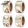 Snowman Santa Elk Patterns Christmas Coated Paper Sealing Sticker, Retro Hand-drawn Claus Self Adhesive Holiday Stickers Design, Decorative