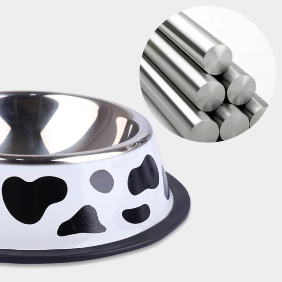 Миска для собаки с принтом, цельная нескользящая поверхность, гладкая, легко чистящаяся, домашний аксессуар из нержавеющей стали