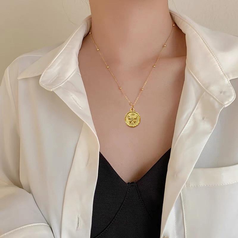 Light Luxury Butterfly Heart Zircon Pendant Necklace Stainless Steel Trendy Geometric Choker Jewelry Party Gifts For Women Girls
