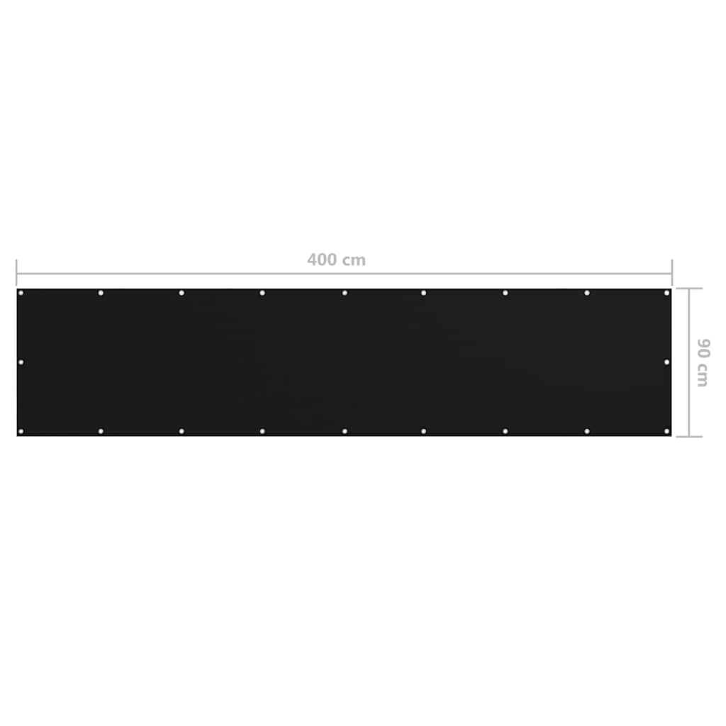Balcony Privacy Screen Black 90 x 400 cm Oxford Fabric