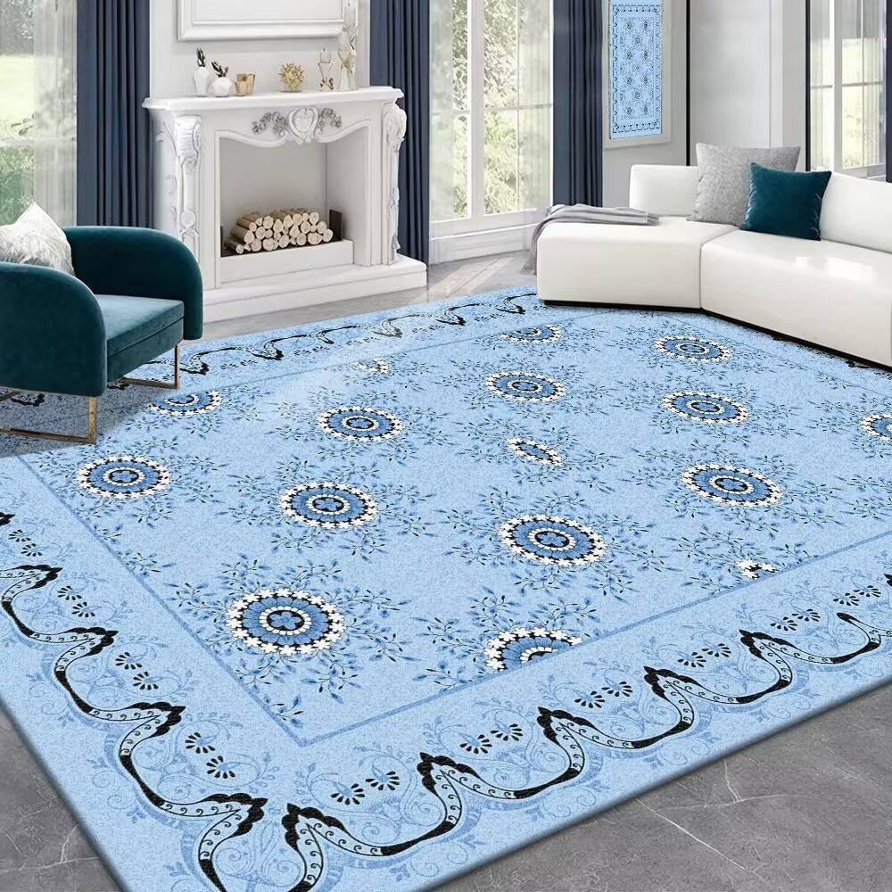 Ковер для гостиной в стиле французского ретро-кремового стиля, светлый, роскошный, улучшенный, спальня, кровать, одеяло, домашний гардероб, диван, стол, коврик