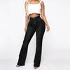 Women's Fashion Solid Color Washed Casual High-Waisted Jeans