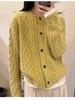 European-Style Heavy Cable-Knit Wool Cardigan for Women - Thick Coarse Wool Sweater Coat for Autumn and Winter 2026