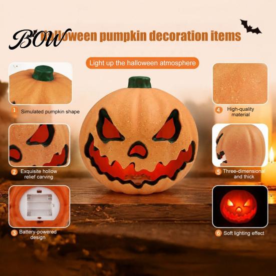 Halloween Pumpkin Lantern Evil Lantern, Large LED Light Up Jack O Decor Party Decoration for Scene, Spooky Outdoor Indoor Decoration, Trick