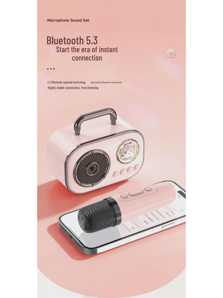 Портативная Bluetooth-колонка для караоке с двумя микрофонами для использования в помещении и на улице