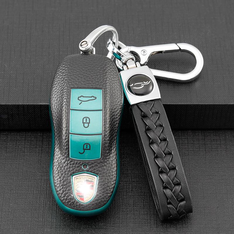 Porsche Compatible Key Case for Cayenne, Macan, Panamera, and 718 - Unisex Remote Keybag with Buckle