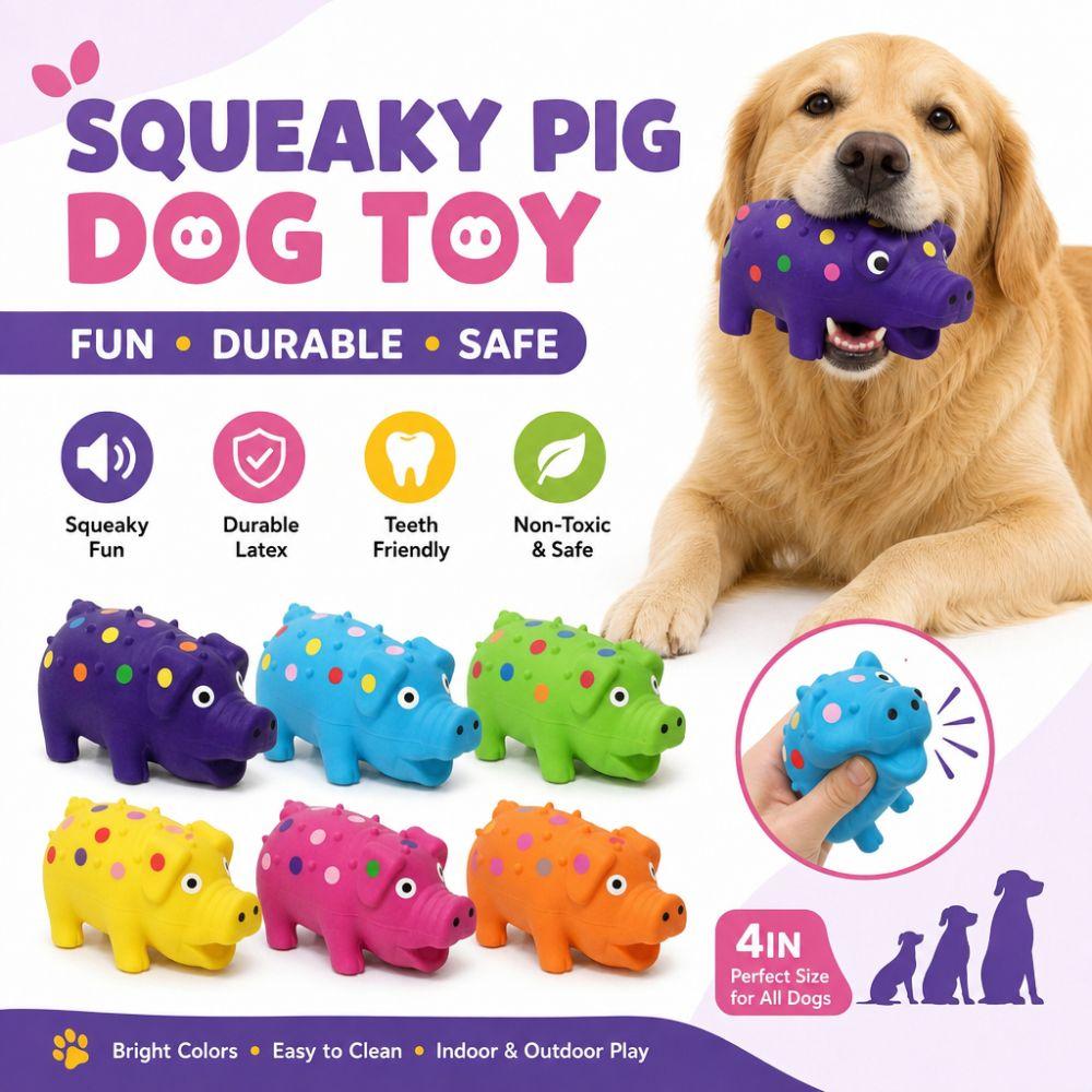 Soft Pig Squeaky Dog Toy Interactive Dog Chew Toy  For Small Medium Large Dog