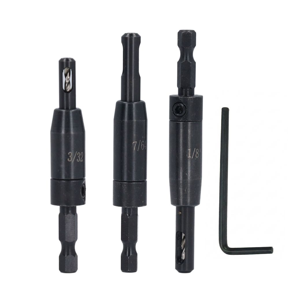 3 PCS Hex Shank Hinge Drill Bit Center Hinge Drill Bit Cabinet and Door Hinge Installation