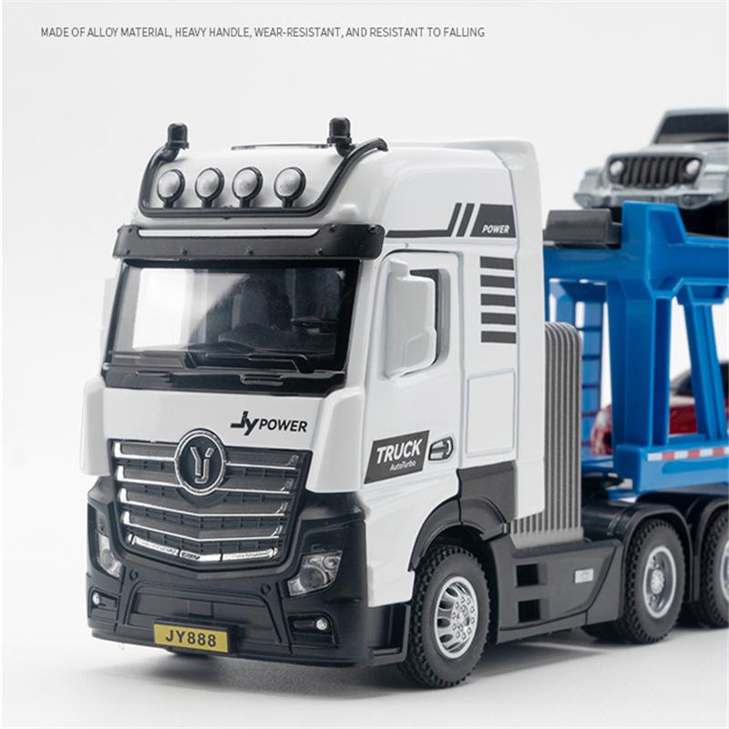 Alloy Large Double Deck Flatbed Trailer Model Diecasts Metal Toy Heavy Semi Trailer Transport Vehicle Truck Car Model Kids Gifts
