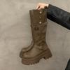 Thick-soled Heightening Maillard Brown Boots Women's 2025 New Autumn and Winter But Knee-thin Knight Boots Long Boots