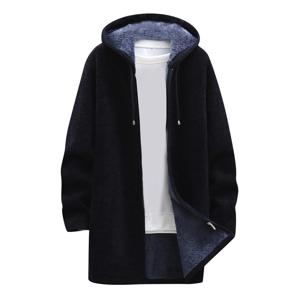 Осенне-зимняя мужская мода, свободный кардиган, теплая куртка с капюшоном и лацканами, свитер