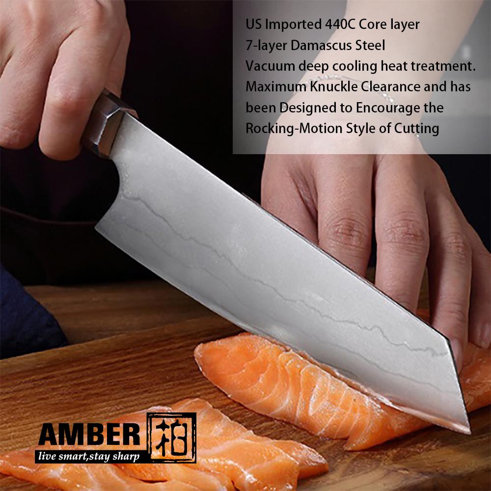 AMBER 8'' Нож шеф-повара 440C Японская нержавеющая сталь Профессиональные ножи шеф-повара Острое лезвие Кухонный инструмент