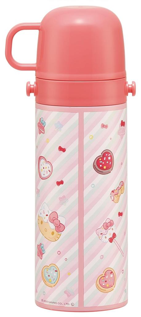 Бутылка для воды Skater Water 470 мл или 430 мл Sanrio Hello Kitty Fancy Snacks, нержавеющая сталь, спортивная, детская, 2-сторонняя, (Прямое питье) (Питьё из чашки), Дизайн, и