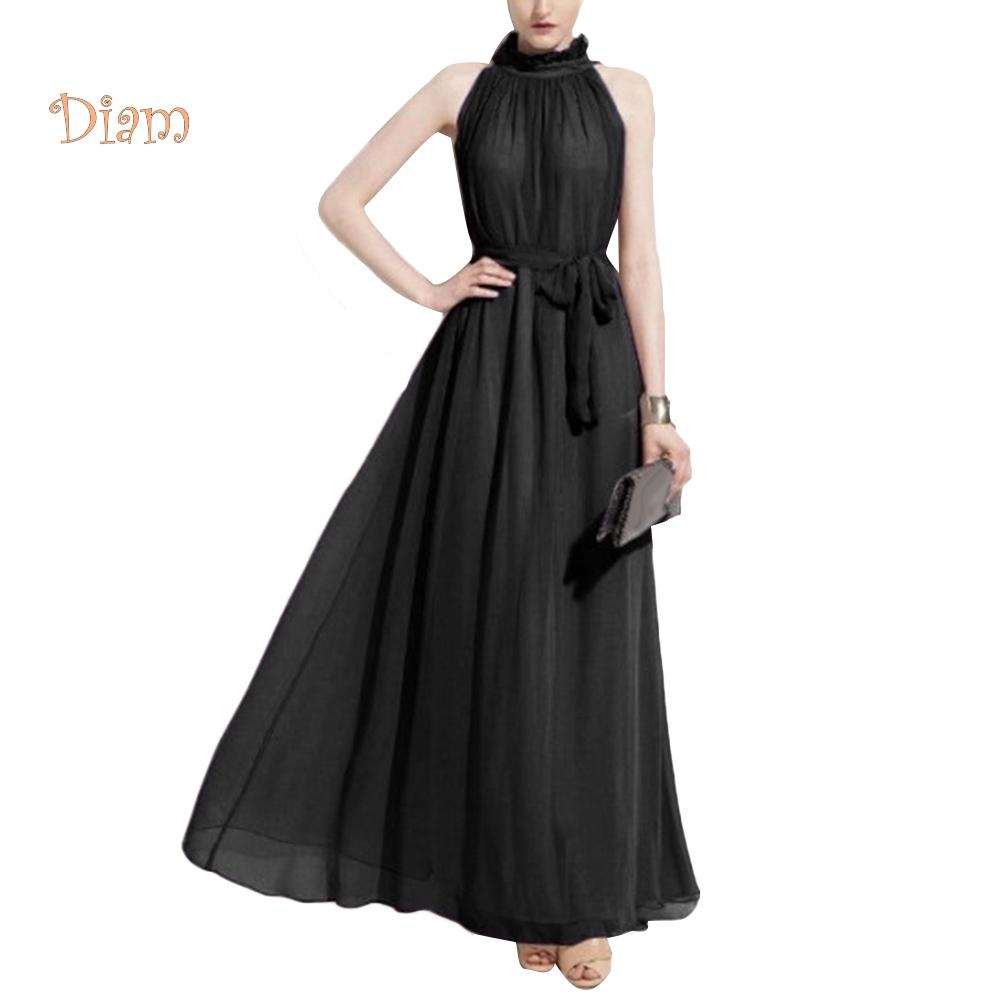 Женское вечернее шифоновое макси платье без рукавов