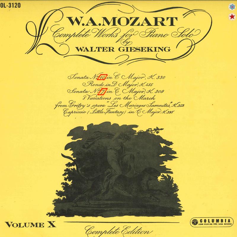 Виниловая пластинка WALTER GIESEKING - Полное фортепианное творчество Моцарта - Том OL3120 COLUMBIA Япония Классика Б/у