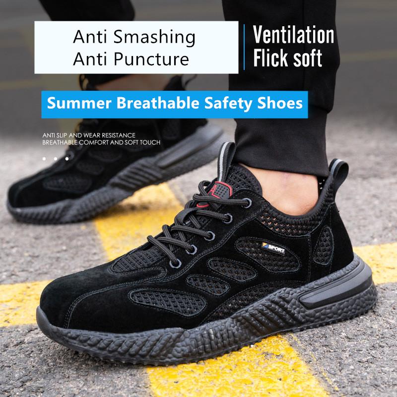 Летняя защитная обувь. Дышащая легкая рабочая обувь со стальным носком. Защитная обувь от проколов. Защитные рабочие кроссовки для мужчин.