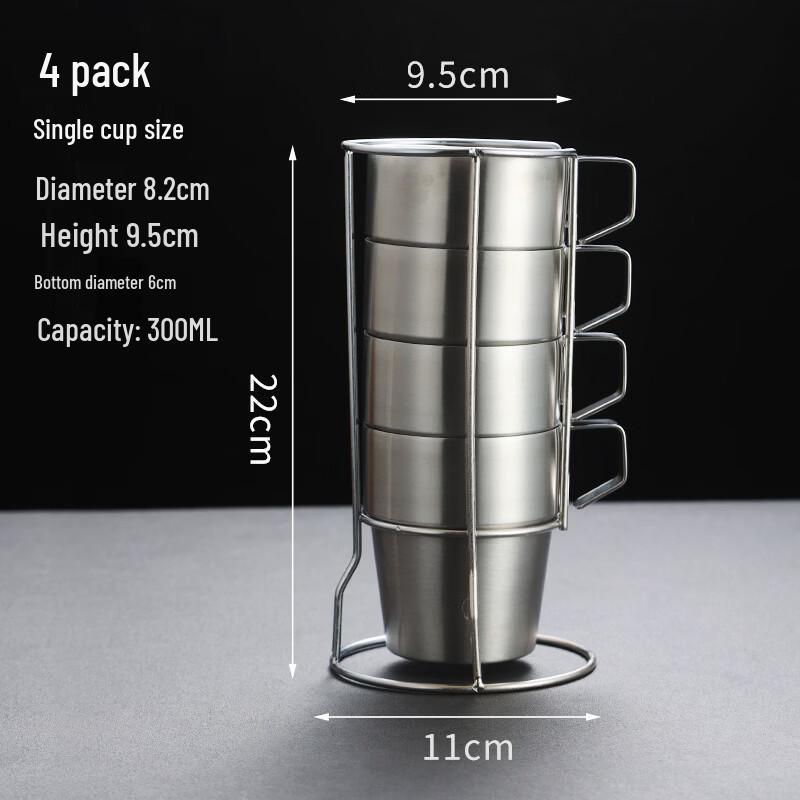 Utuo Double Wall Insulated Glass Cup Set with Storage Rack