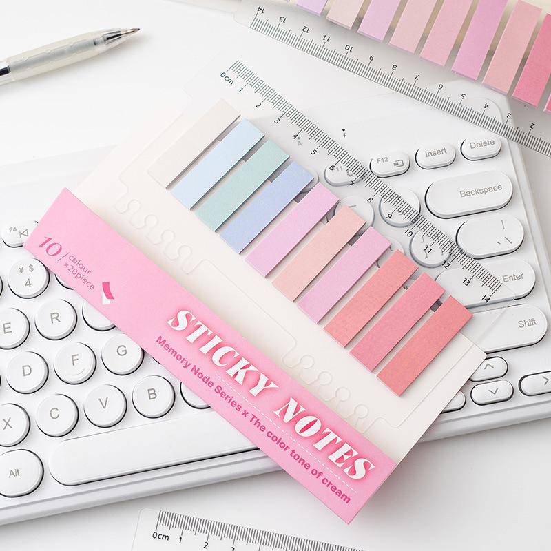 200 Sheets Morandi Colorful Sticky Notes Index Tabs Writable Page Markers Bookmark Flags With Ruler For Notebook