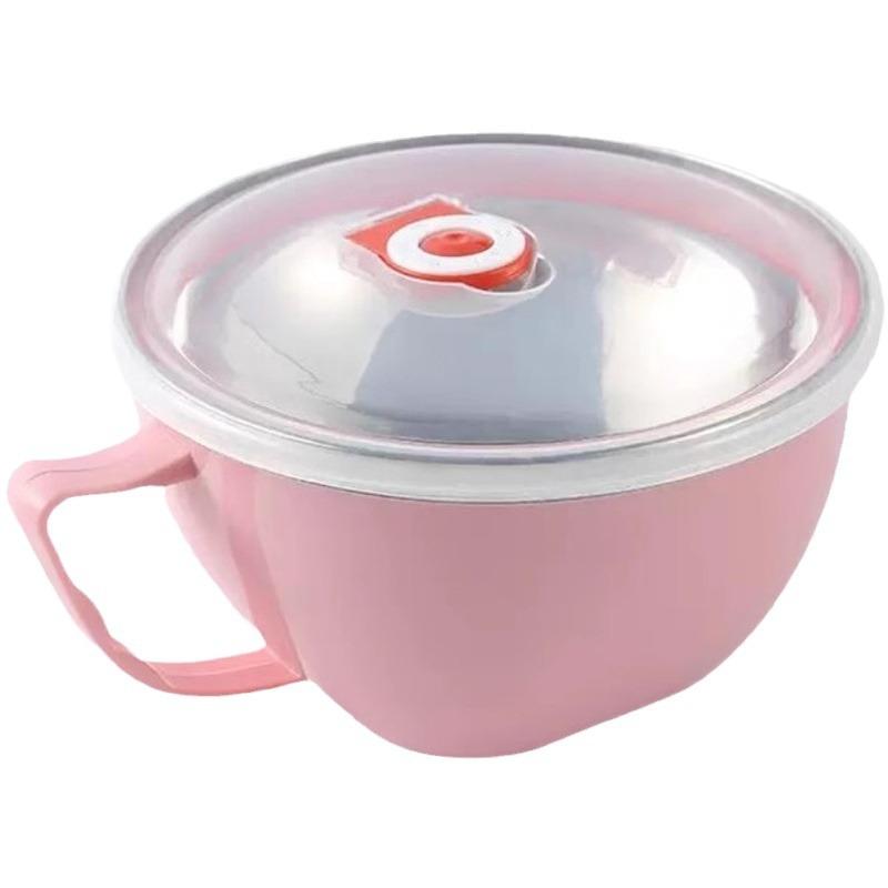 Миска из нержавеющей стали с ручкой, защита от ожогов, кухонная утварь, миска для смешивания для приготовления пищи, супа, лапши быстрого приготовления, однотонная, прочная миска