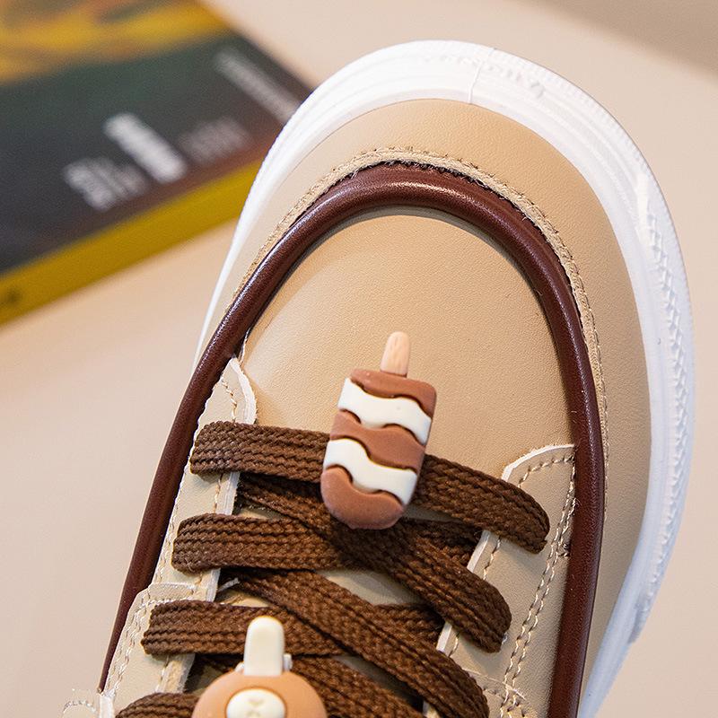 Обувь для мальчиков, весенне-осенняя спортивная обувь, милая декоративная повседневная обувь, кожаная корейская версия на шнуровке для девочек, детская обувь