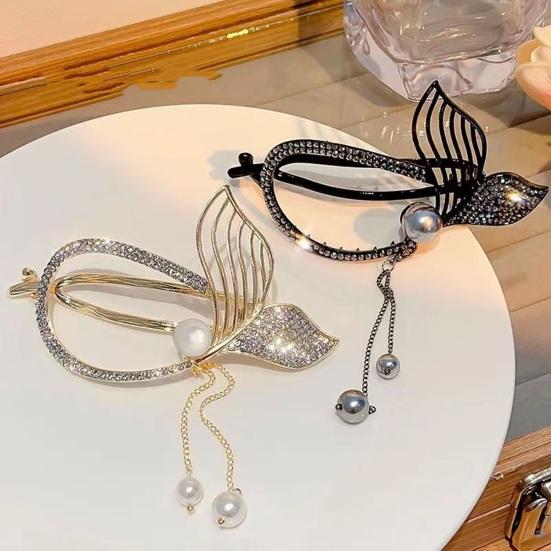 Заколка для волос с кисточками и стразами, искусственный жемчуг, сказочный рыбий хвост, цветок, дизайн бабочки, элегантная заколка для волос, женские аксессуары для волос