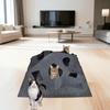 Felt Cat Tunnel with Peek-a-Boo Holes Foldable Large Interactive Cat Play Mat Hideaway Cave Indoor Cats Enrichment Activity Mat Exercise Peekaboo Toy
