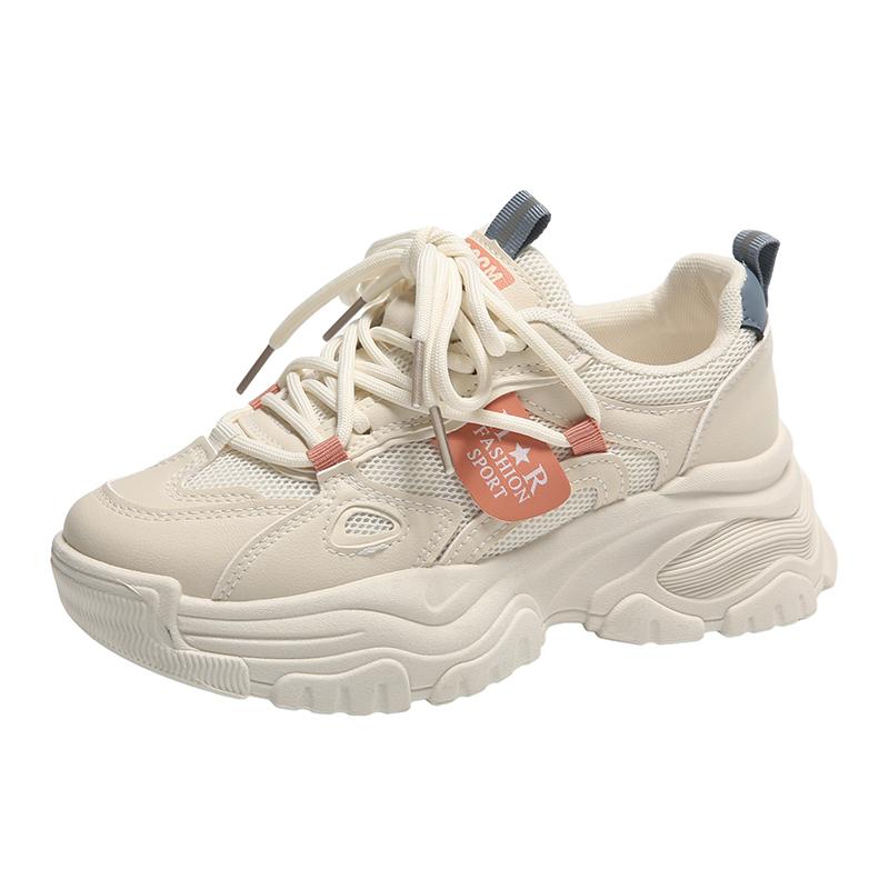 Кроссовки на толстой подошве для женщин на платформе со шнуровкой из дышащей сетки Высококачественная весенняя женская вулканизированная обувь Zapatos Mujer