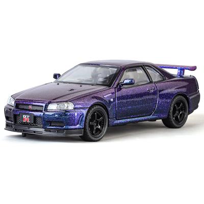 Масштаб 1/32 Nissan GTR R34 Skyline Суперкар Сплав Металл Литой Модель Автомобиля Коллекция для Рабочего Стола Хобби Трендовое Украшение Подарок на День Рождения