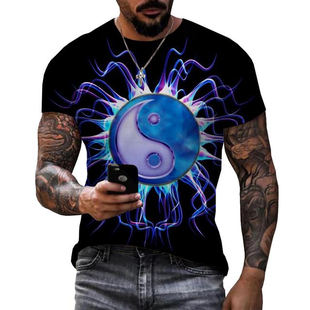 Летняя оригинальность Тай Чи восемь диаграмм графические футболки Мужская мода Тенденция Личность 3D-принтер с круглым вырезом и короткими рукавами Топы