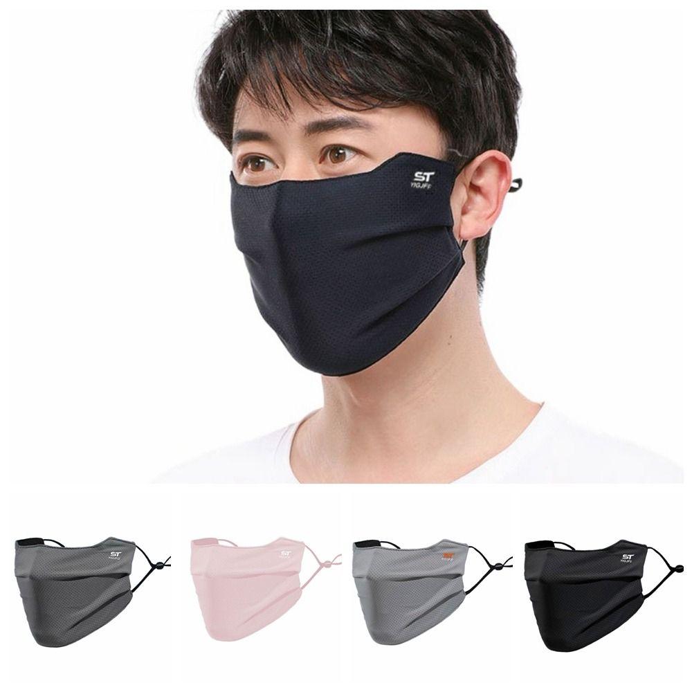 Mesh Ice Silk Face Mask Solid Color Anti-uv Face Cover Adjustable Sunscreen Veil Running