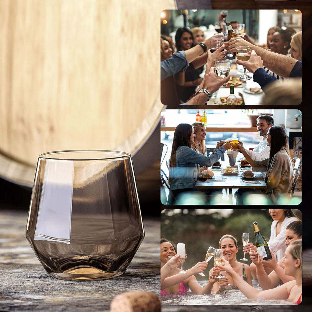 1/2pcs Diamond Whiskey Glasses 10oz Thickened Wine Glasses Stemless Geometric Design for Wine Red White Wine Birthdays Weddings