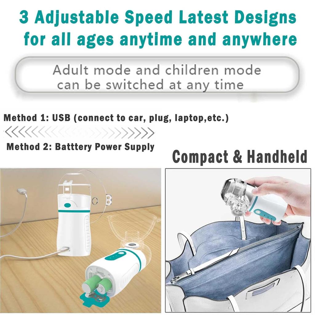 Ultrasonic Nebulizer, for Adults and Kids, with 3 Modes and Automatic Cleaning Feature for Breathing Issues