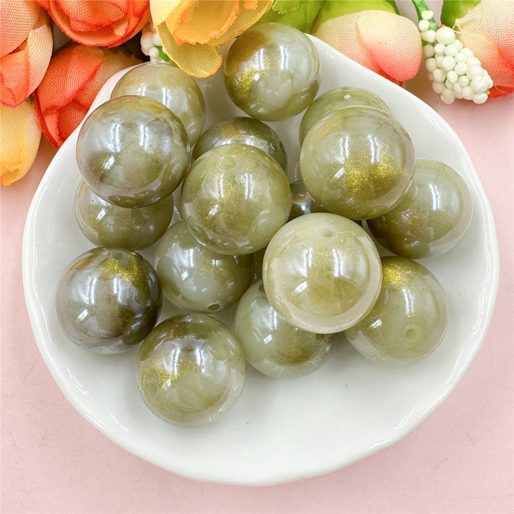 Высококачественные круглые 20 шт. материалы из бисера для изготовления браслетов и сережек акриловые ювелирные изделия глазурованный золотой порошок DIY ювелирные аксессуары свободные бусины 16 мм