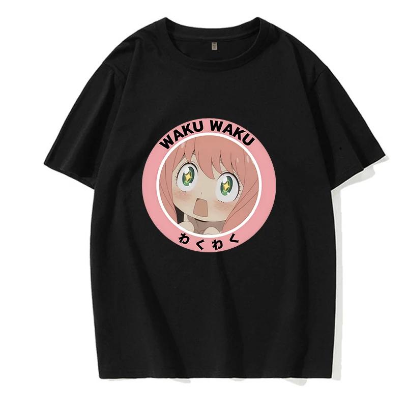 Футболка Y2k Аня Форджер spy x family Аниме Футболка Каваи Мультяшная Мужская/Женская Майка Харадзюку Унисекс Мода Уличная Одежда Манга Футболка