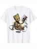 2025 Summer Marvels Guardians of The Galaxys Vol  2 Groot Tape Portrait T-Shirt Cartoon Women T-Shirt Short-Sleeved T-Shirts