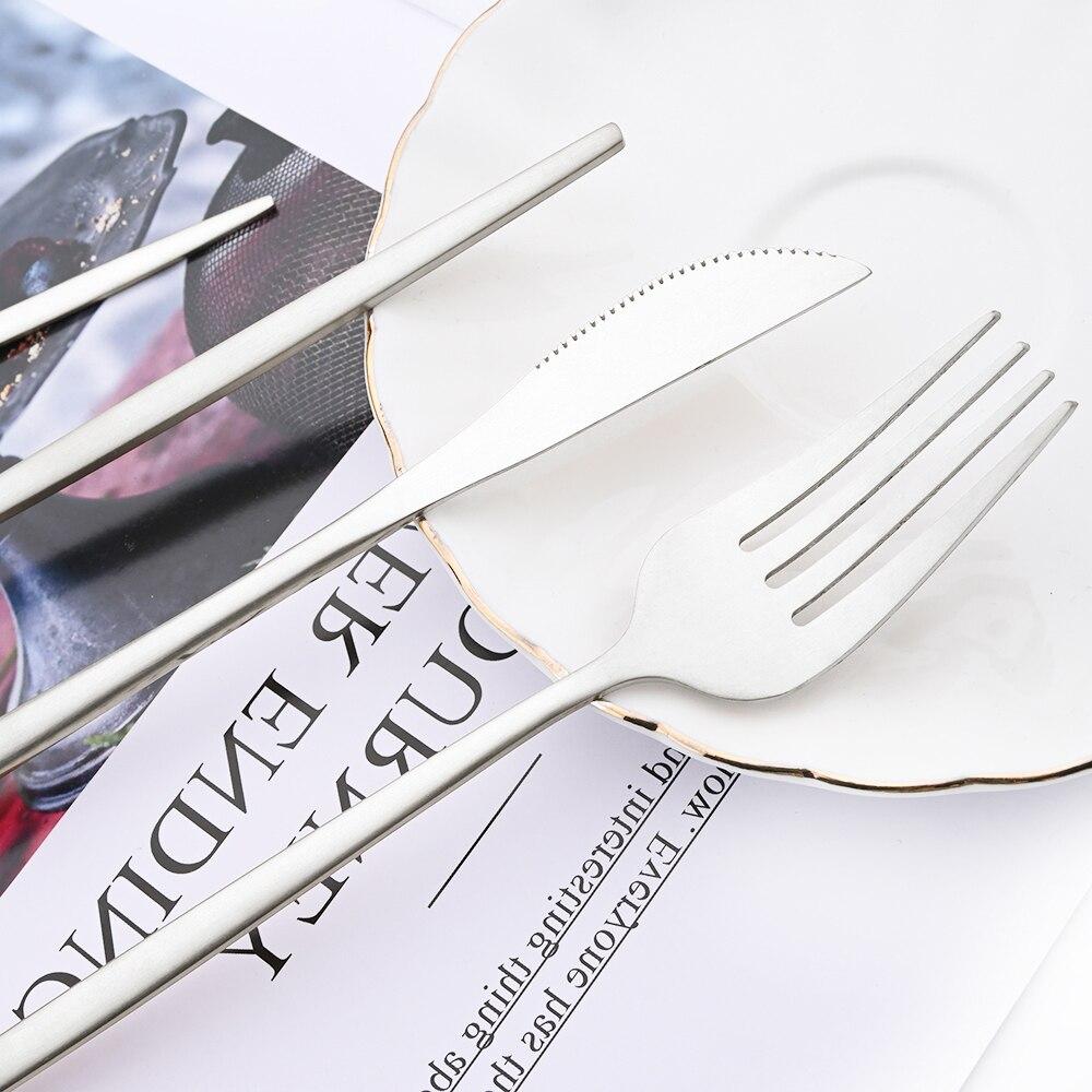 Простой набор столовых приборов, столовые приборы, десертный нож, вилка, длинная ложка для льда, столовые приборы из нержавеющей стали, вечерние столовые приборы, серебряный набор посуды