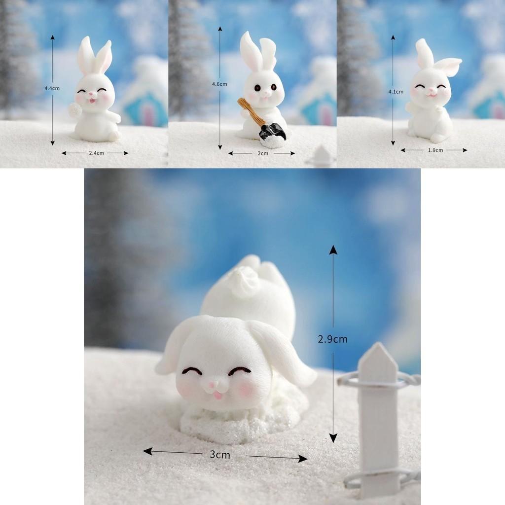 Delightful Resin Winter Snow Bunny Decor For Diy Miniature Wonderland