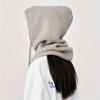 1PC Couple Solid Color Woolen Hats Women Winter Thick Knitted Warm Ear-protection Hooded Scarf