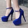 Сексуальные женские туфли на высоком каблуке 2025 года, туфли-лодочки на платформе с ремешком, черные, красные, синие, на каблуке, для танцевальной вечеринки, свадебные туфли, женские, большого размера 45