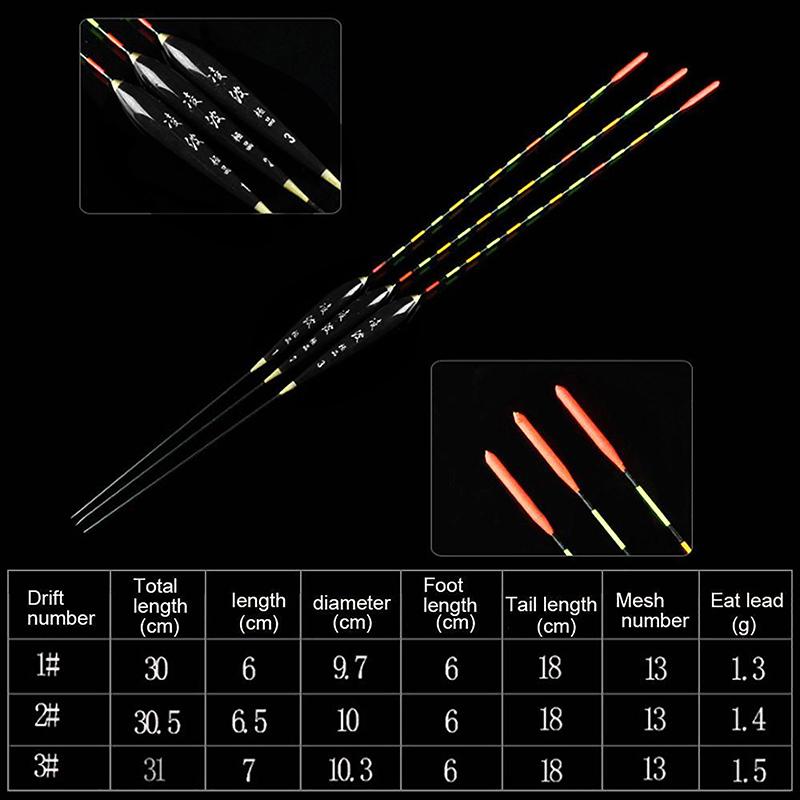 Fishing Float Wood Fluorescent High Sensitivity Bobber Luminous Float Marked Bold Fishing Light Float Fishing Accessories