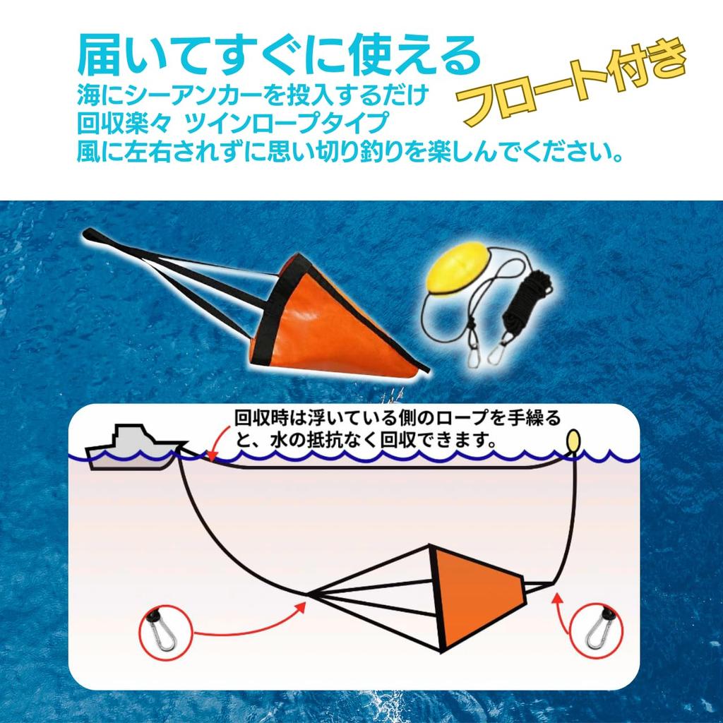 Парашютный якорь, набор морских якорей, морская рыбалка, 5 размеров на выбор от XS до XL, каяк, SUP, гребная лодка, рыбалка (M)