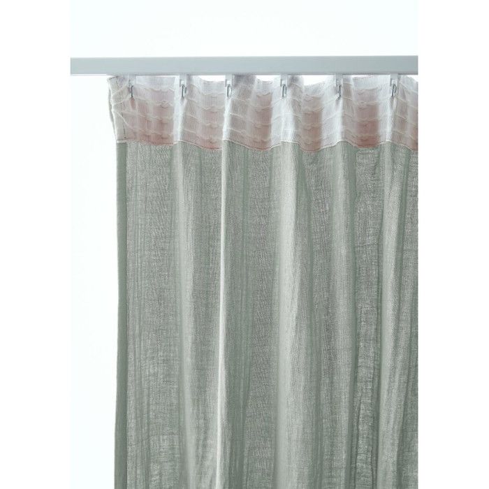 Lot de 2 rideaux galon fronceur "Gaïa" 140 x 240 cm "Gaze de Coton" - Gaïa Eucalyptus