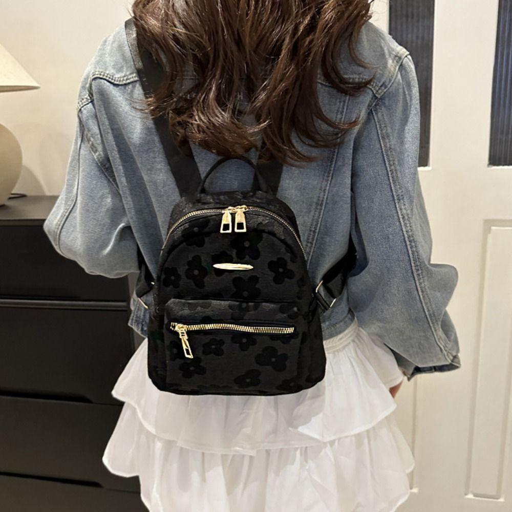 Floral Flower Backpack Pu Leather Travel Bag Creative Students Schoolbag Travel