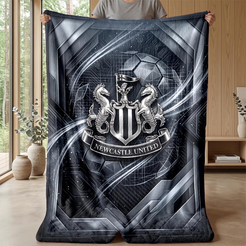 Newcastle United Football Print Flannel Blanket, Soft Warm Lightweight Throw Blanket for Sofa Bed Camping