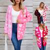 2025 Autumn New Product Splicing Knitted Valentine's Day Pocket Long Cardigan Love Sweater