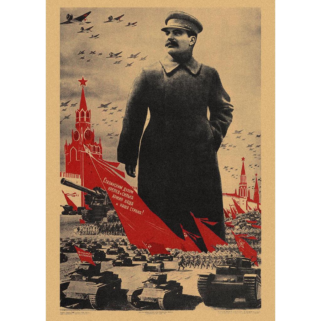 Red Revolution Retro Poster: Stalin, Lenin, Marx Soviet Era Wall Art 297
