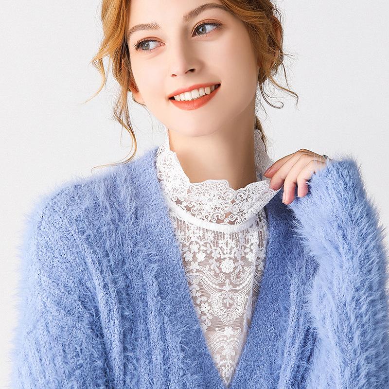 Cotton Fake Collar White Lace Floral Women Detachable False Collar Blouse Removable Stand Collar Tie Sweater Decoration