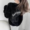Women S Loose Round Neck Fleece Sweatshirt Casual Winter