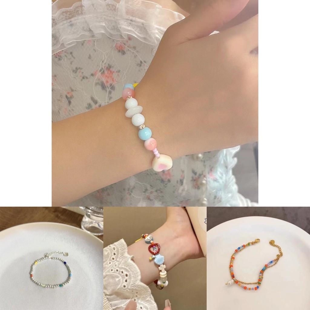 Chic Macaron Ceramic Sea Shell Beaded Bracelet Unique Fresh Sweet Jewelry For Women