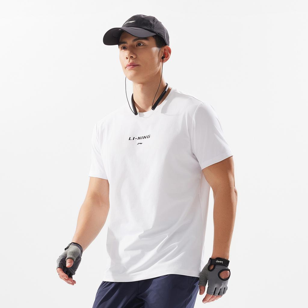 Li-Ning Удобная Быстросохнущая Универсальная Футболка с Коротким Рукавом Мужские Топы Белый ATSV115-9